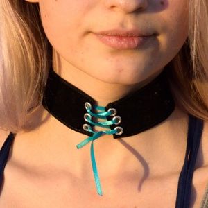 Lovely Front Blue Corset Choker/Collar